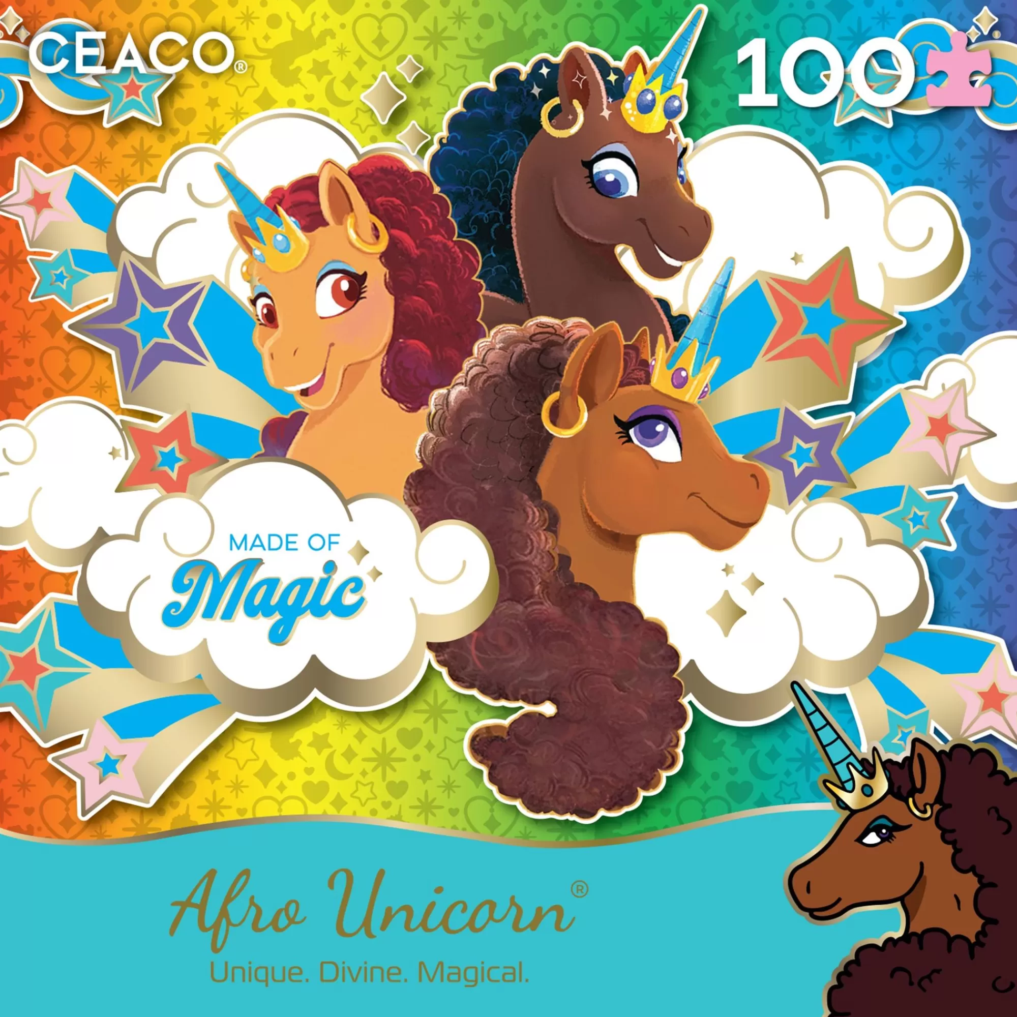 Ceaco Afro Unicorn - Made Of Magic - 100 Piece Puzzle* Kids Puzzles
