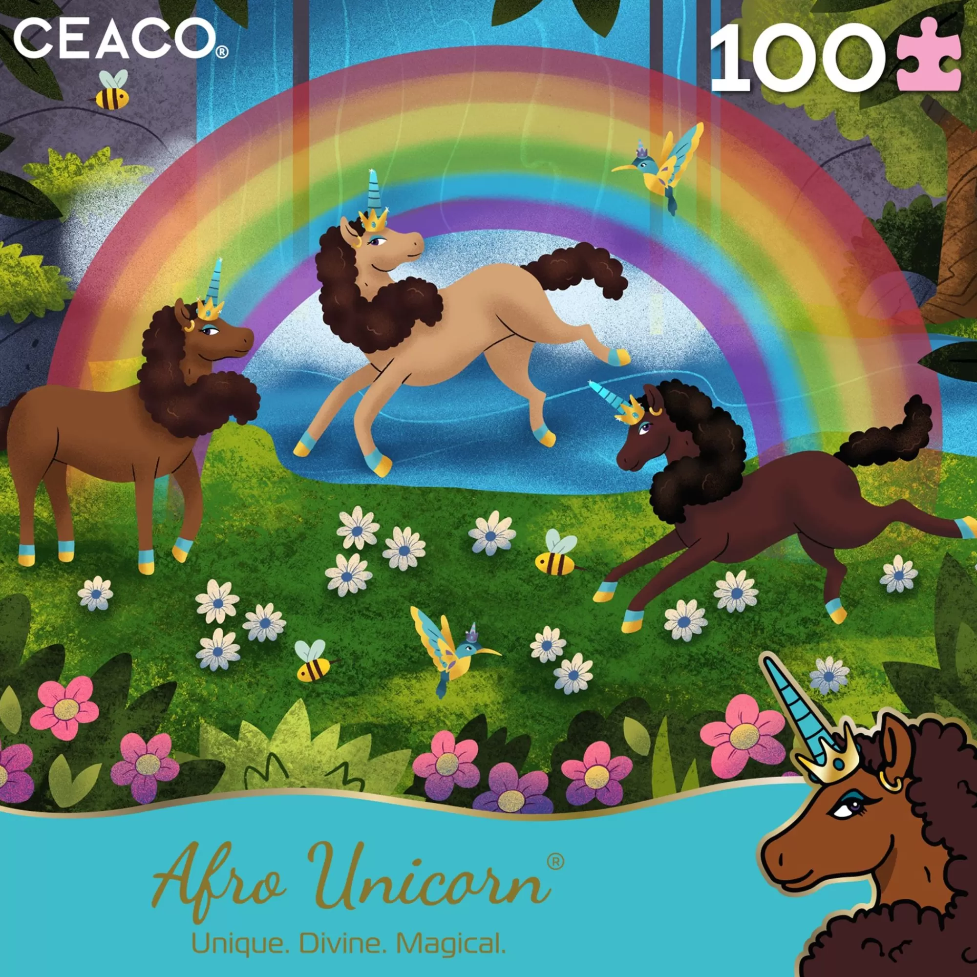 Ceaco Afro Unicorn - Unicorn Magic - 100 Piece Puzzle* Kids Puzzles