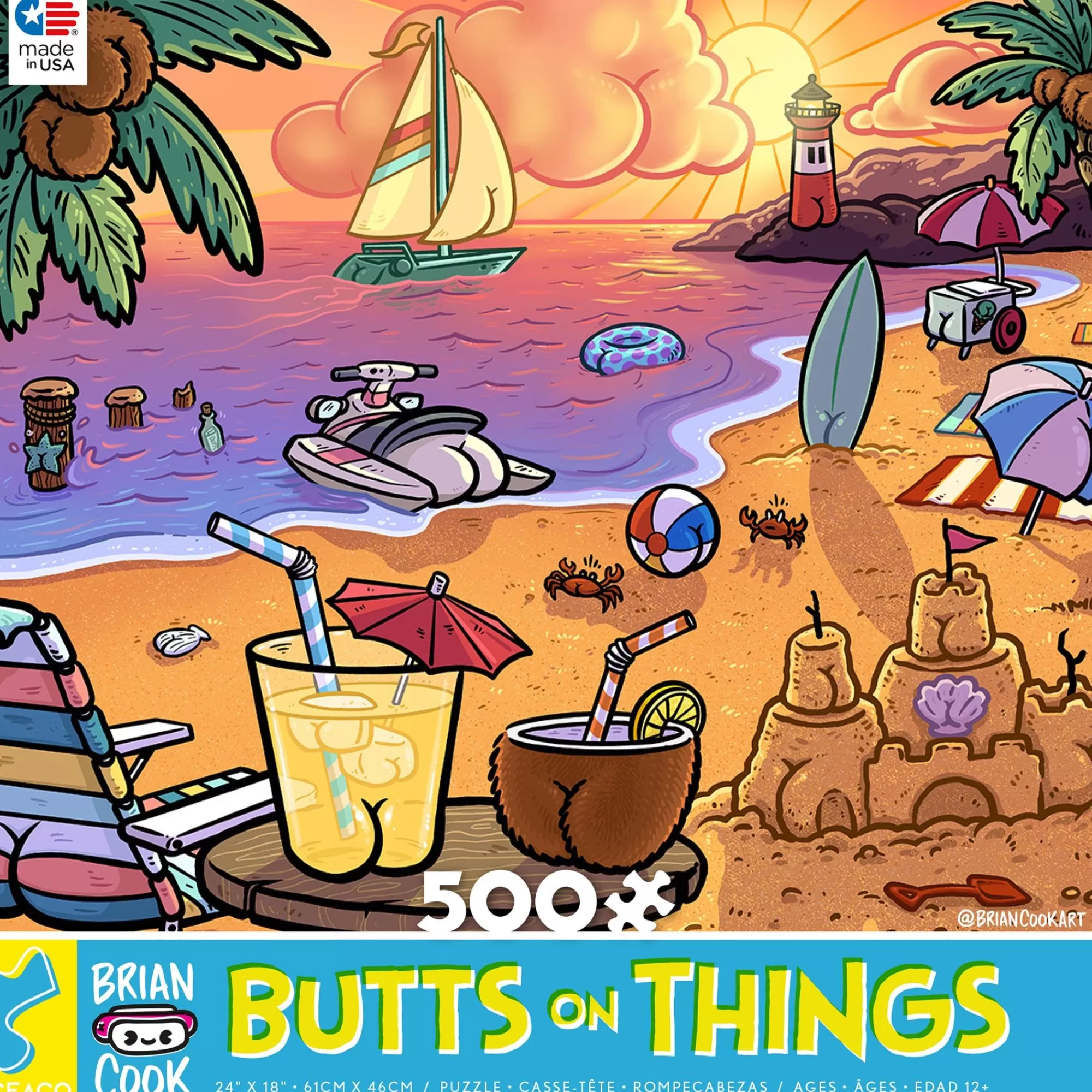 Ceaco Brian Cook - Butts On Things - Suns Out - 500 Piece Puzzle* Food Puzzles