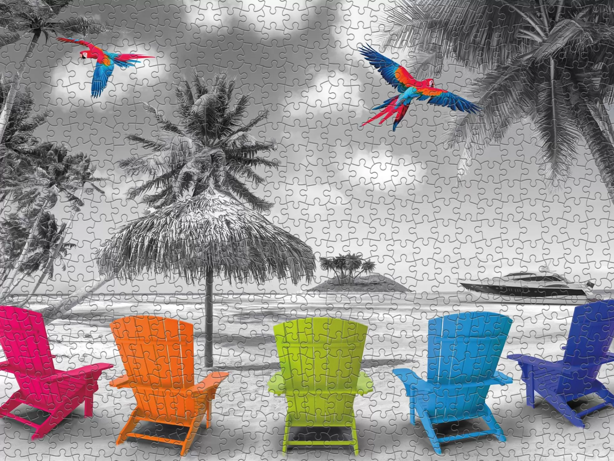 Ceaco Color Splash - Beach Chairs - 750 Piece Puzzle* Made In Usa' Puzzles