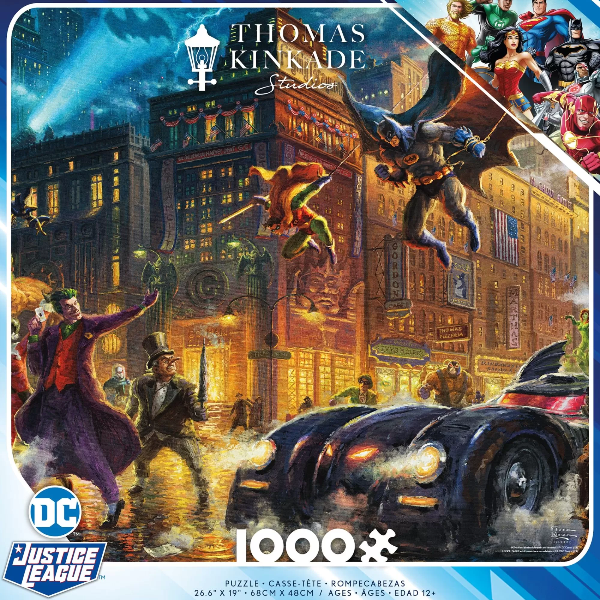Ceaco Dc Comics Thomas Kinkade - The Dark Knight Saves Gotham City - 1000 Piece Puzzle* Made In Usa' Puzzles