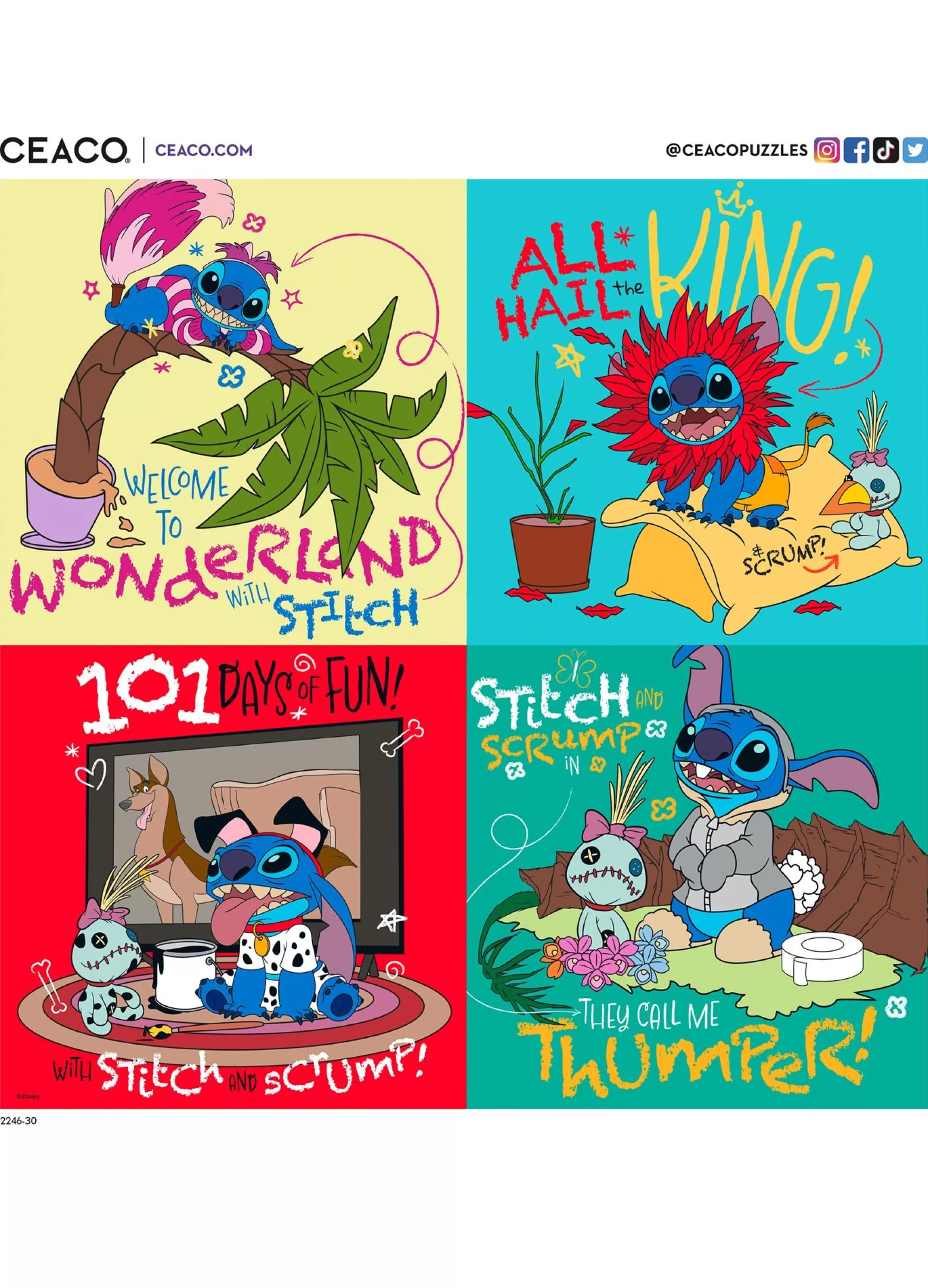 Ceaco Disney 300 Oversized Pieces - Stitch Collage - 300 Piece Puzzle* Comic Art Puzzles
