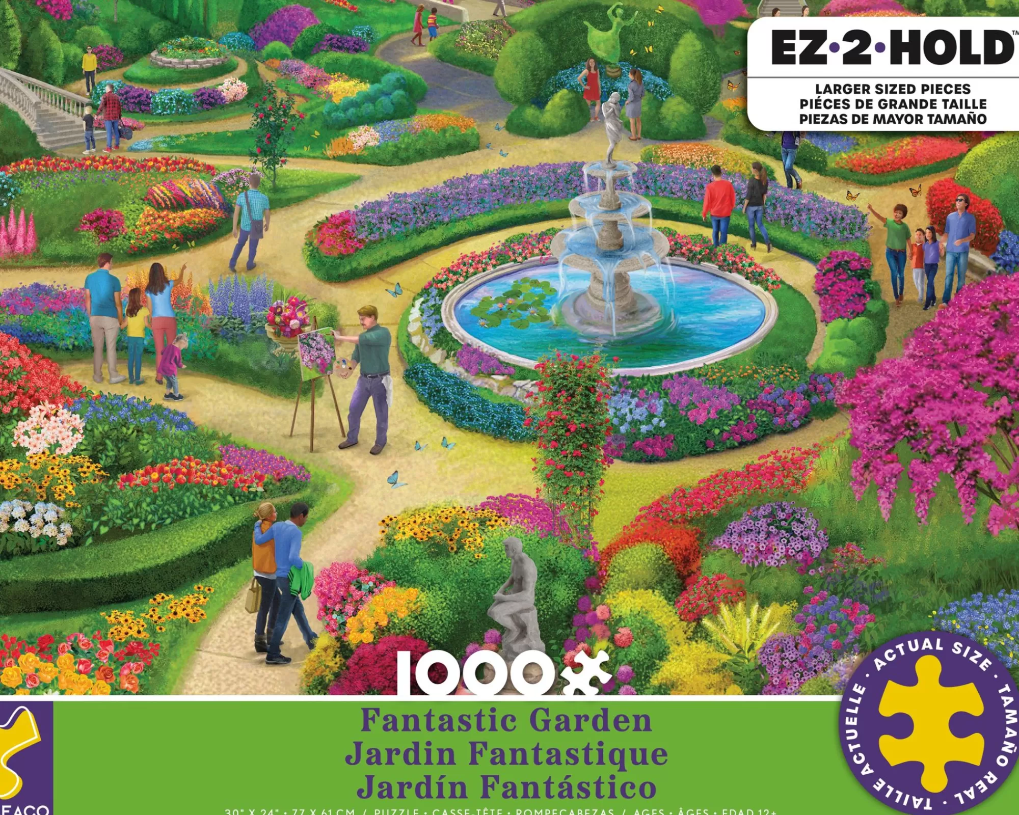 Ceaco Ez 2 Hold - Fantastic Garden - 1000 Oversized Piece Puzzle* Made In Usa' Puzzles