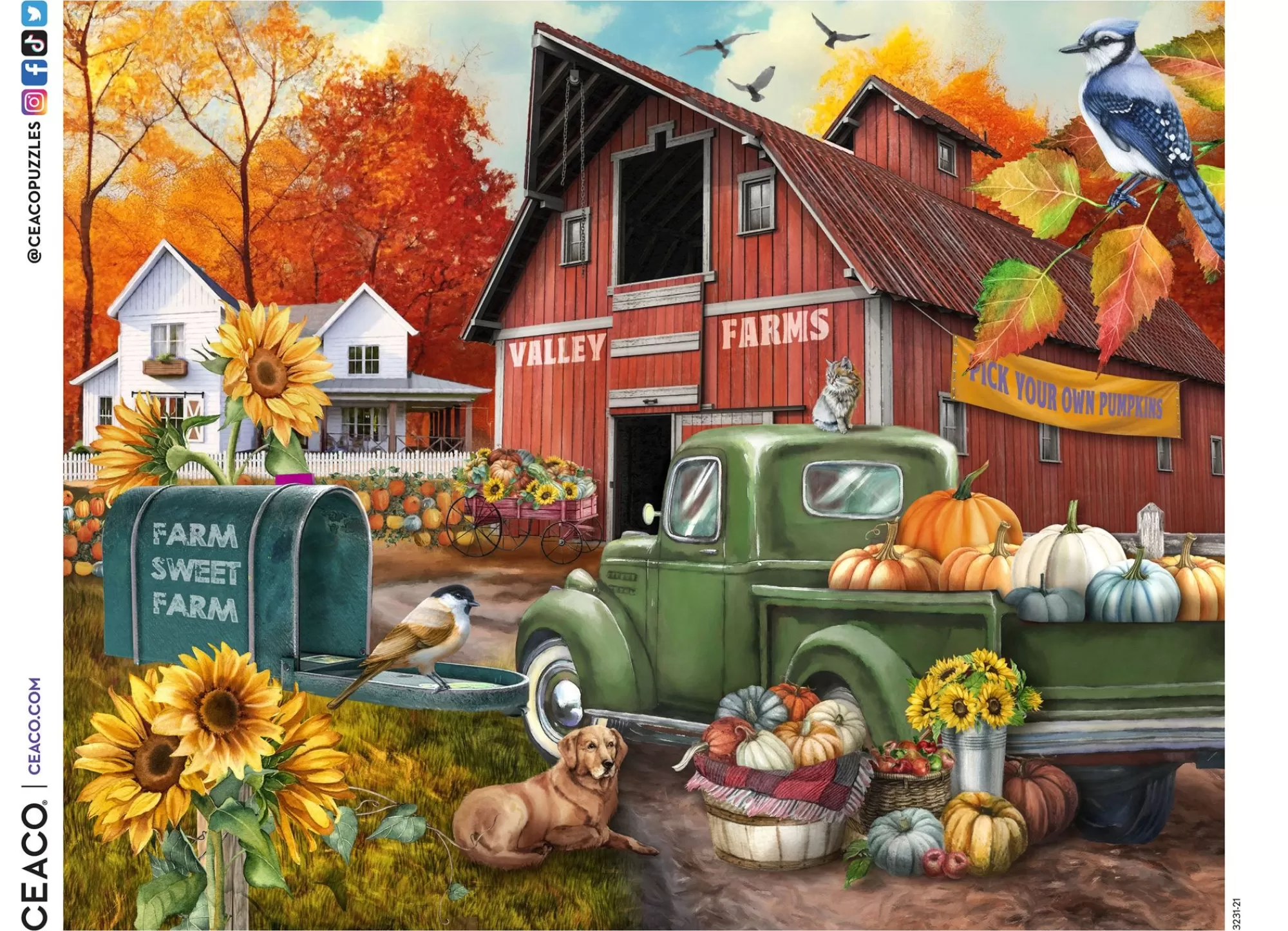 Ceaco Ez 2 Hold - Farm Sweet Farm - 1000 Oversized Piece Puzzle* Made In Usa' Puzzles