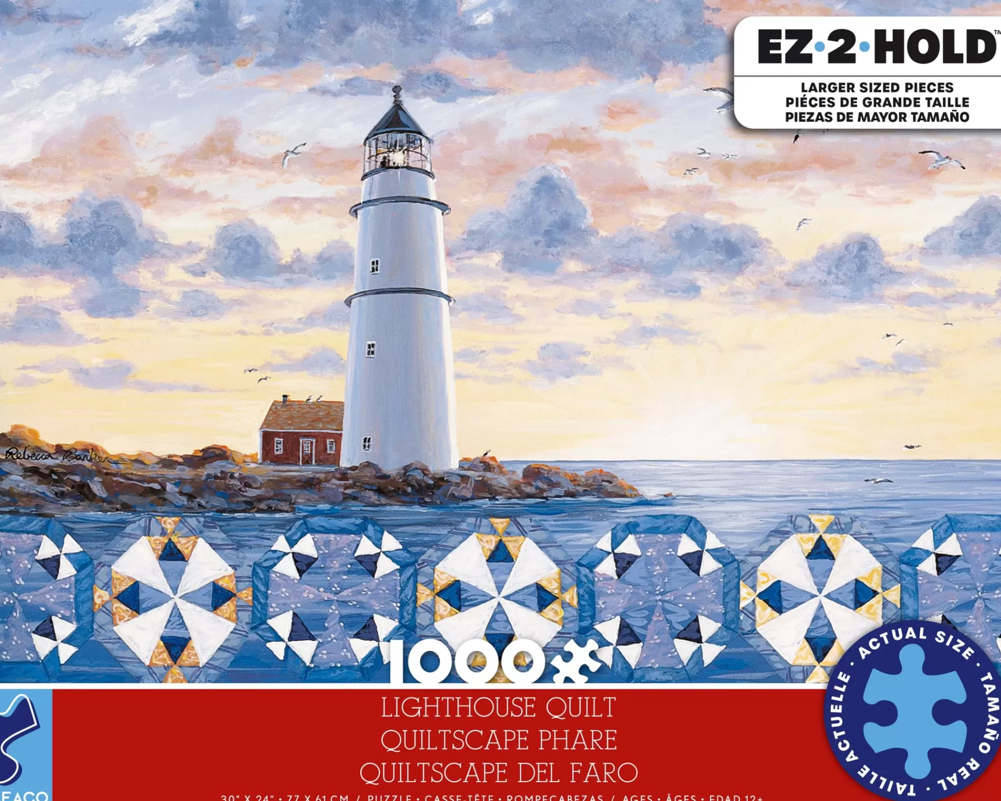 Ceaco Ez 2 Hold - Lighthouse Quilt - 1000 Oversized Piece Puzzle* Made In Usa' Puzzles
