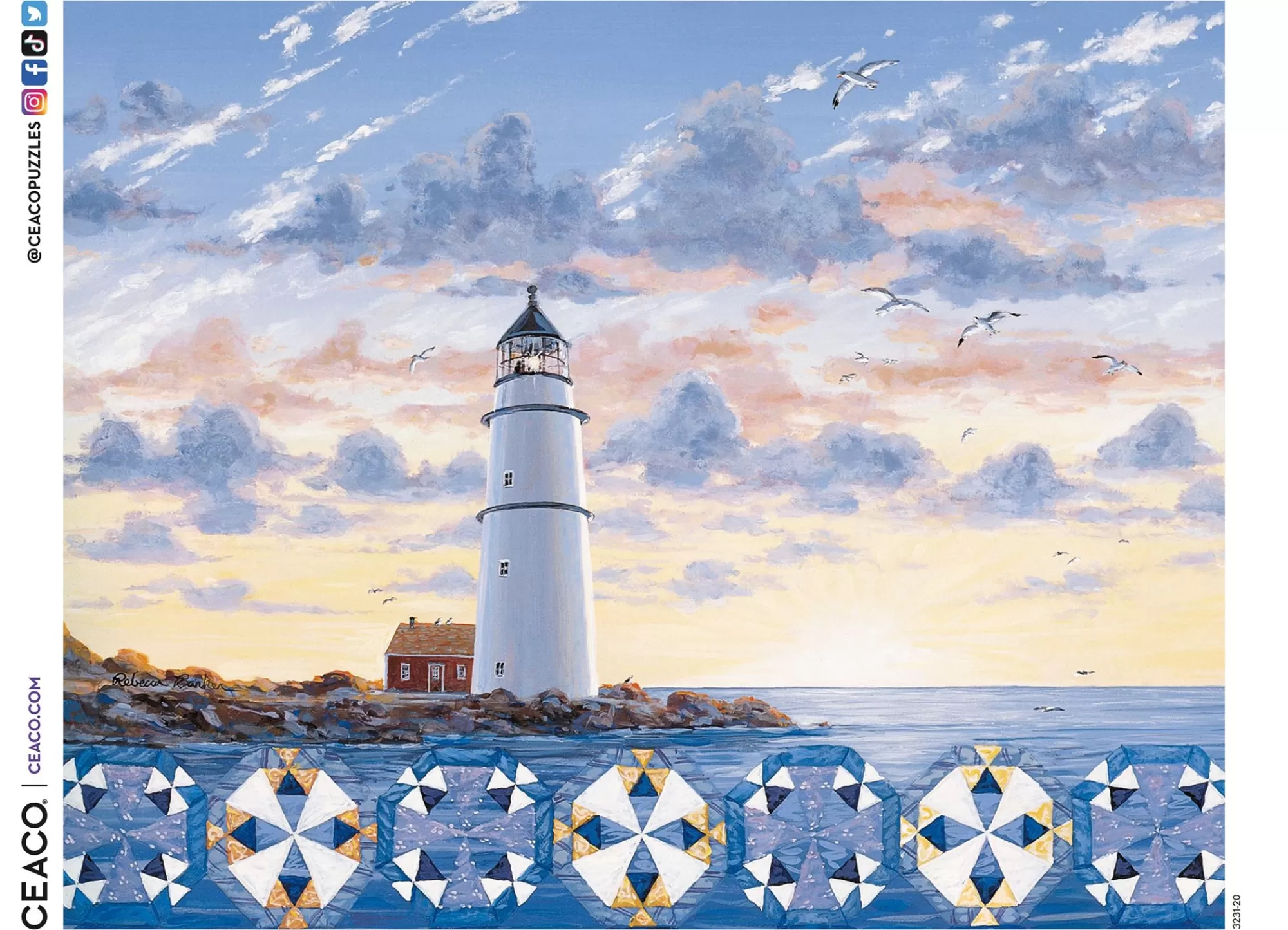 Ceaco Ez 2 Hold - Lighthouse Quilt - 1000 Oversized Piece Puzzle* Made In Usa' Puzzles