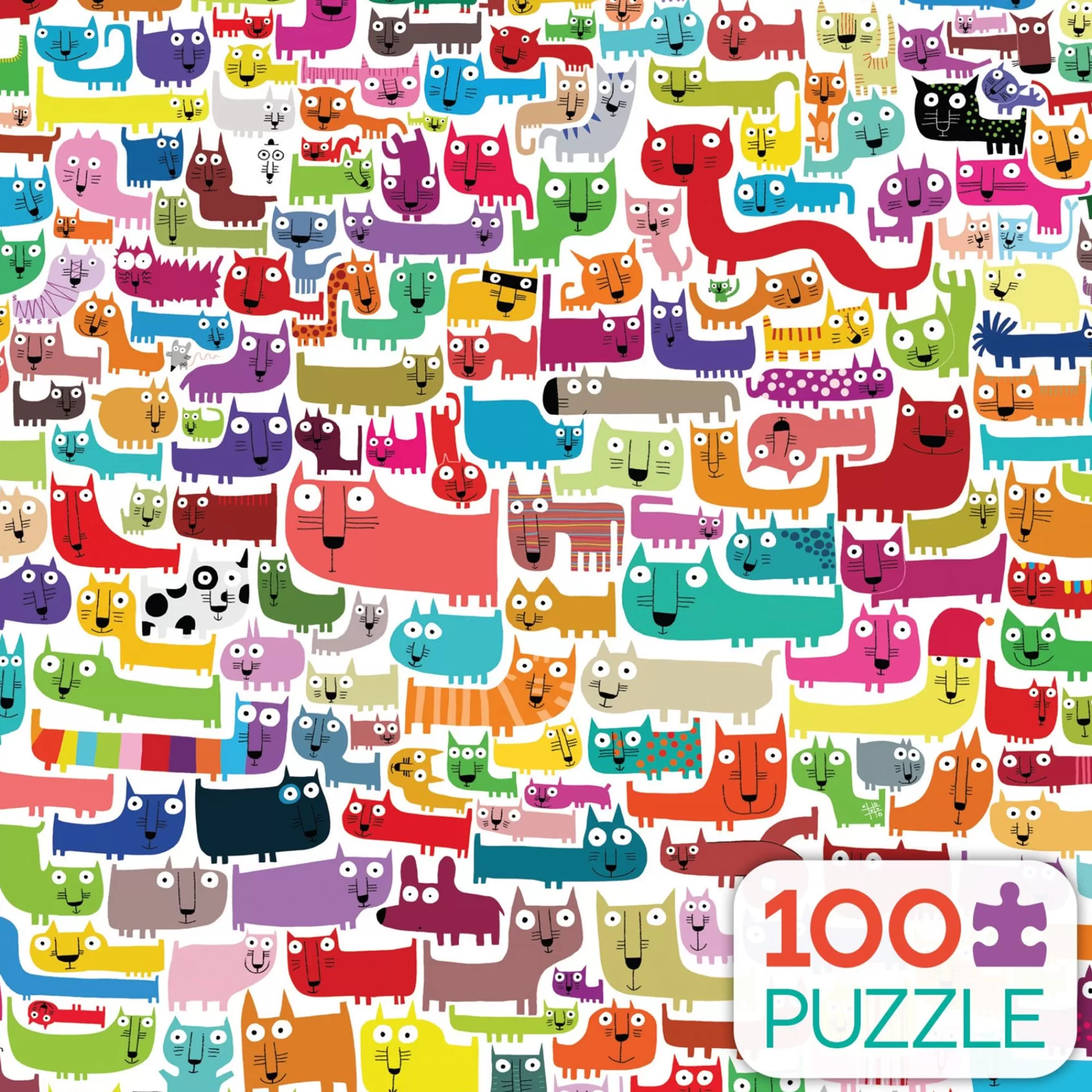 Ceaco Kids 100 Piece Puzzle - Colorful Cats - 100 Piece Puzzle* Animal Puzzles