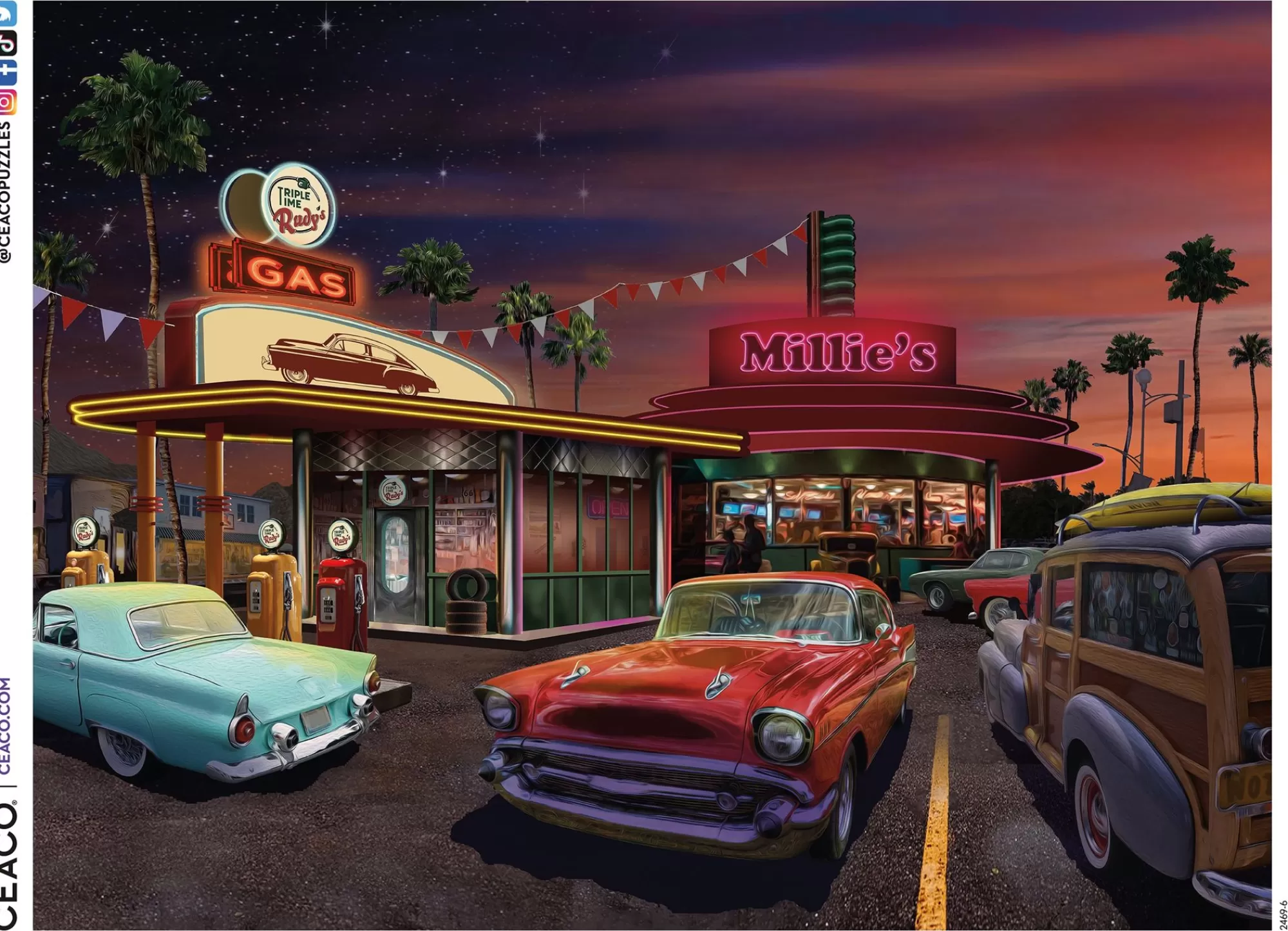 Ceaco Land Of The Free - Millie'S 50S Diner - 500 Piece Puzzle* Americana Puzzles