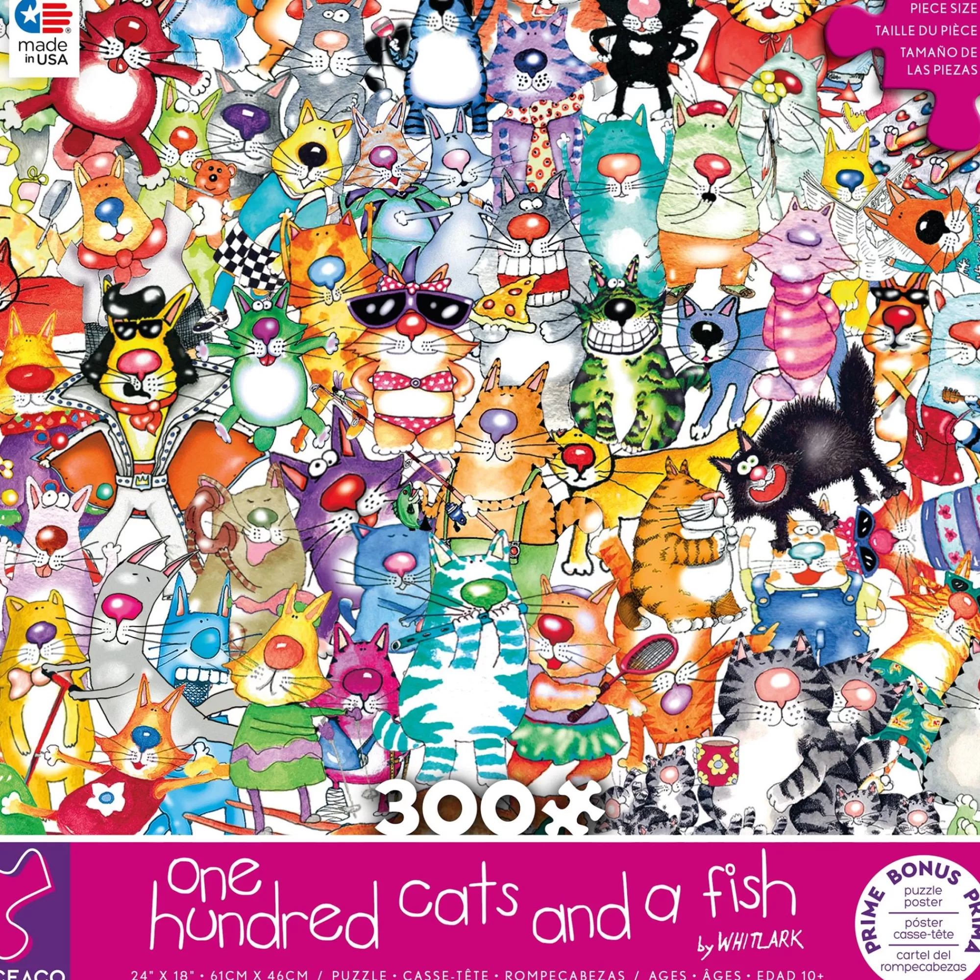 Ceaco One Hundred And One - Cats And Fish - 300 Piece Puzzle* Comic Art Puzzles