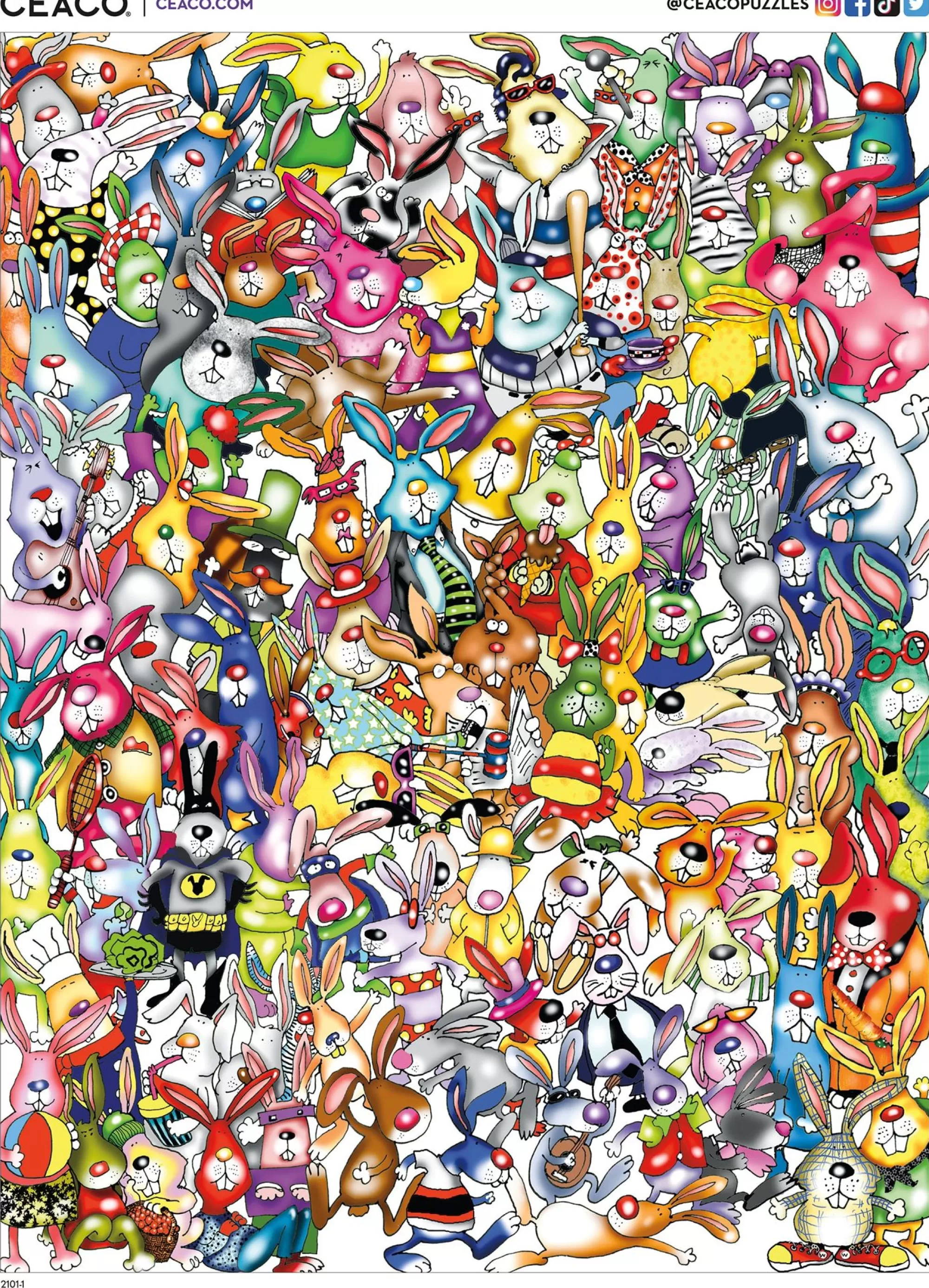 Ceaco One Hundred And One - Rabbits And A Carrot- 300 Piece Puzzle* Comic Art Puzzles