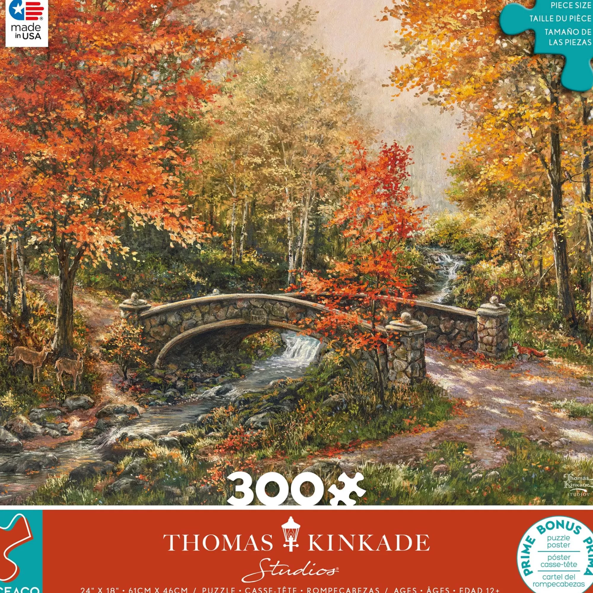 Ceaco Thomas Kinkade - Fall At Fox Creek Bridge- 300 Piece Puzzle* Landscapes
