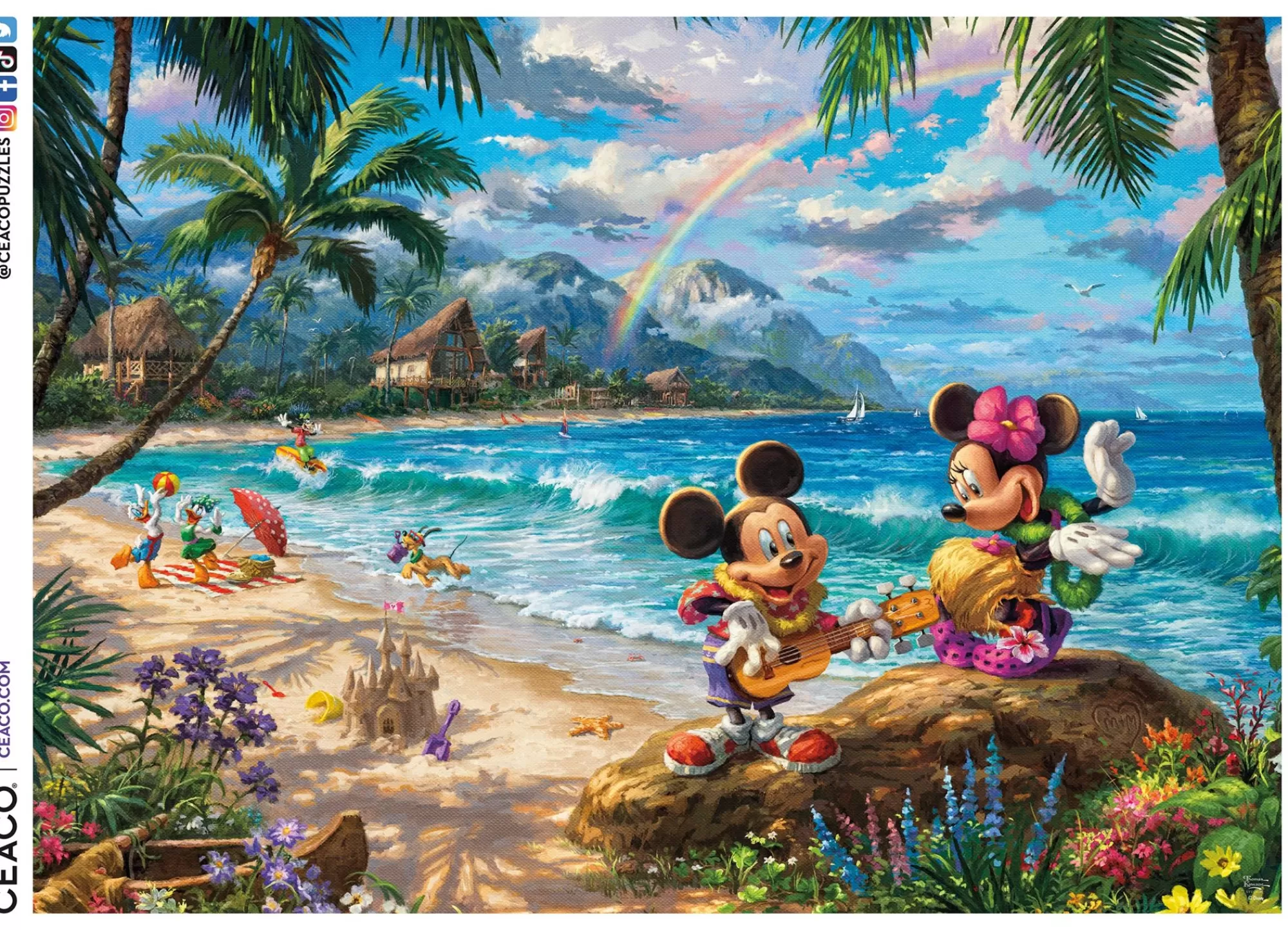 Ceaco Thomas Kinkade Disney - Mickey And Minnie In Hawaii - 1000 Piece Puzzle* Disney Puzzles
