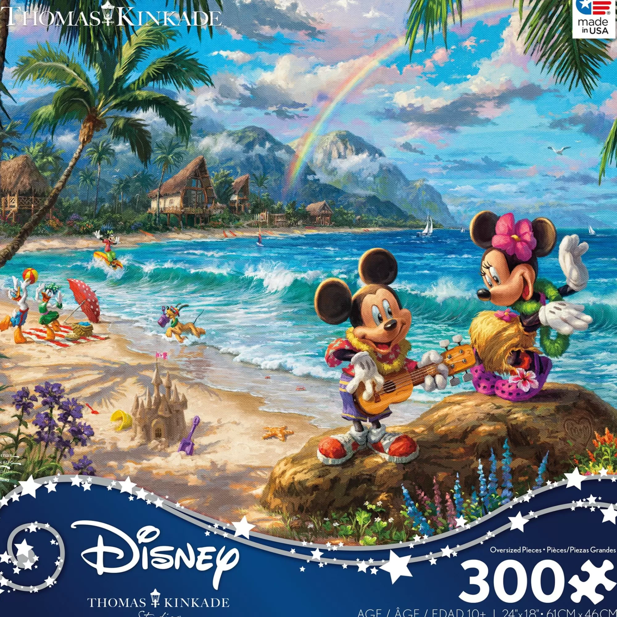 Ceaco Thomas Kinkade Disney - Mickey And Minnie In Hawaii - 300 Oversized Piece Puzzle* Disney Puzzles