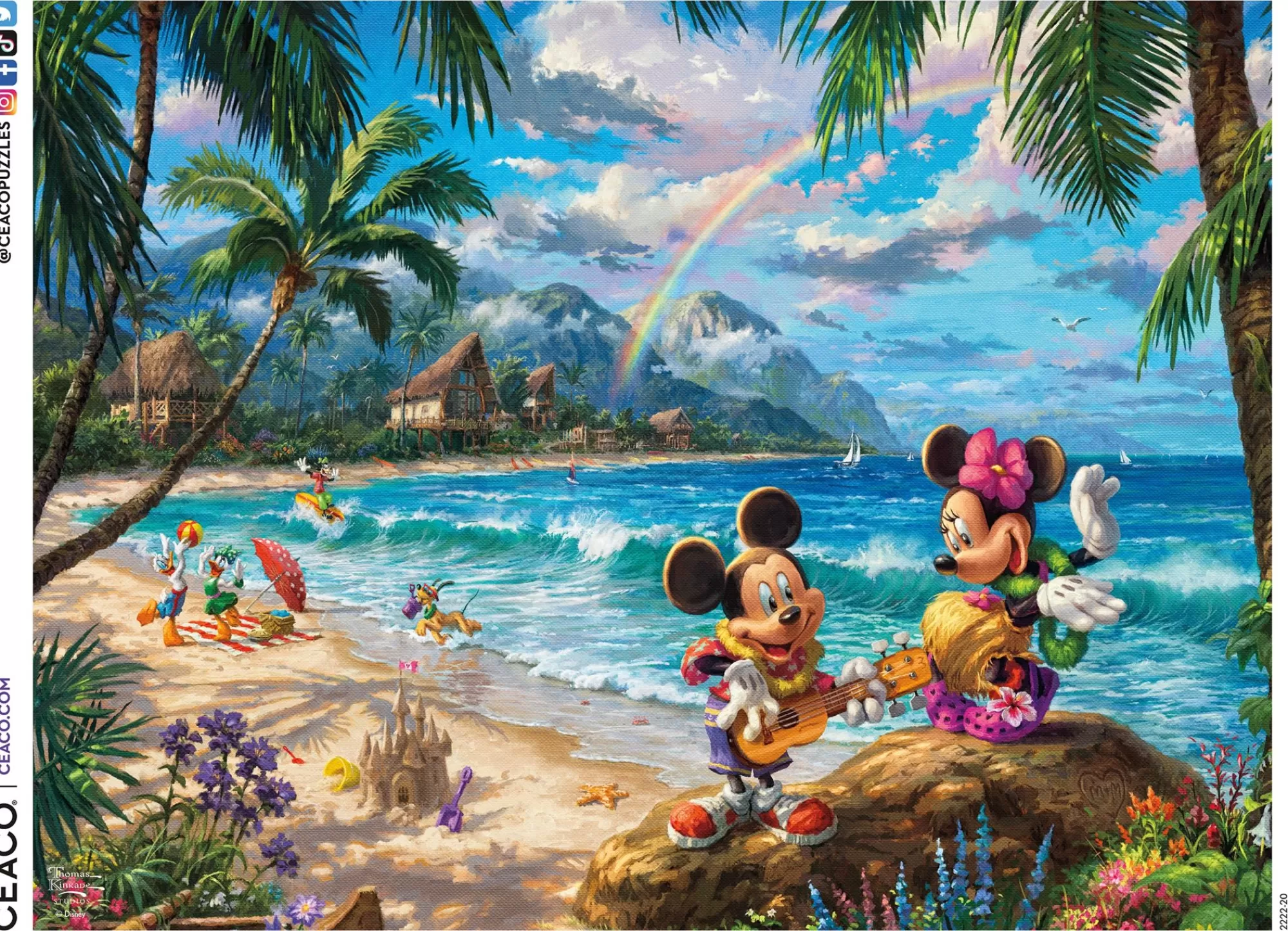 Ceaco Thomas Kinkade Disney - Mickey And Minnie In Hawaii - 300 Oversized Piece Puzzle* Disney Puzzles