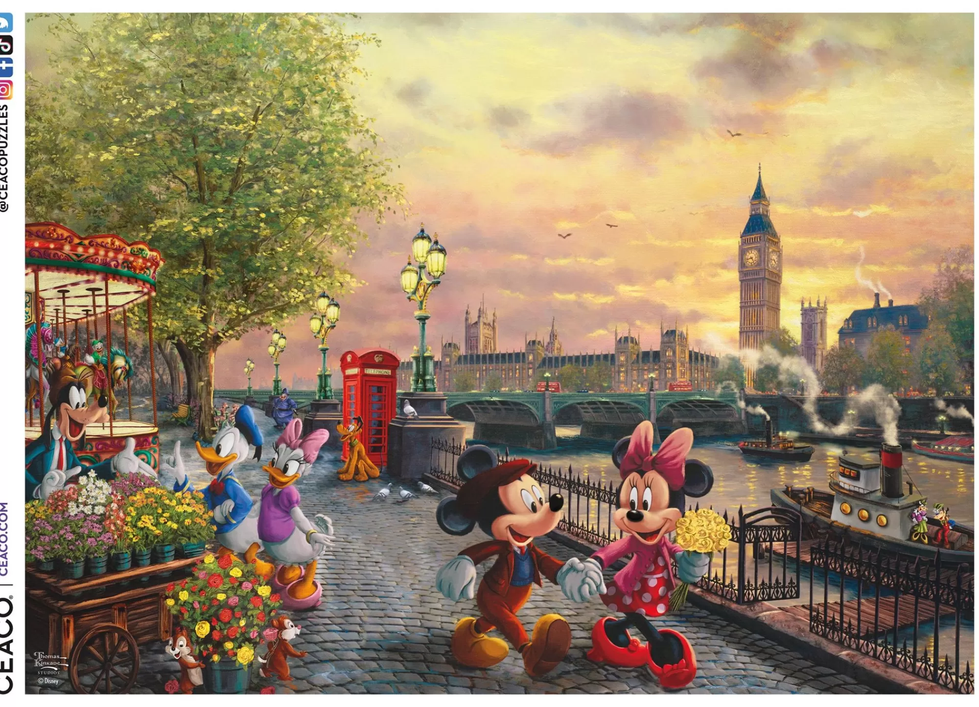 Ceaco Thomas Kinkade Disney - Mickey And Minnie In London - 1000 Piece Puzzle* Disney Puzzles