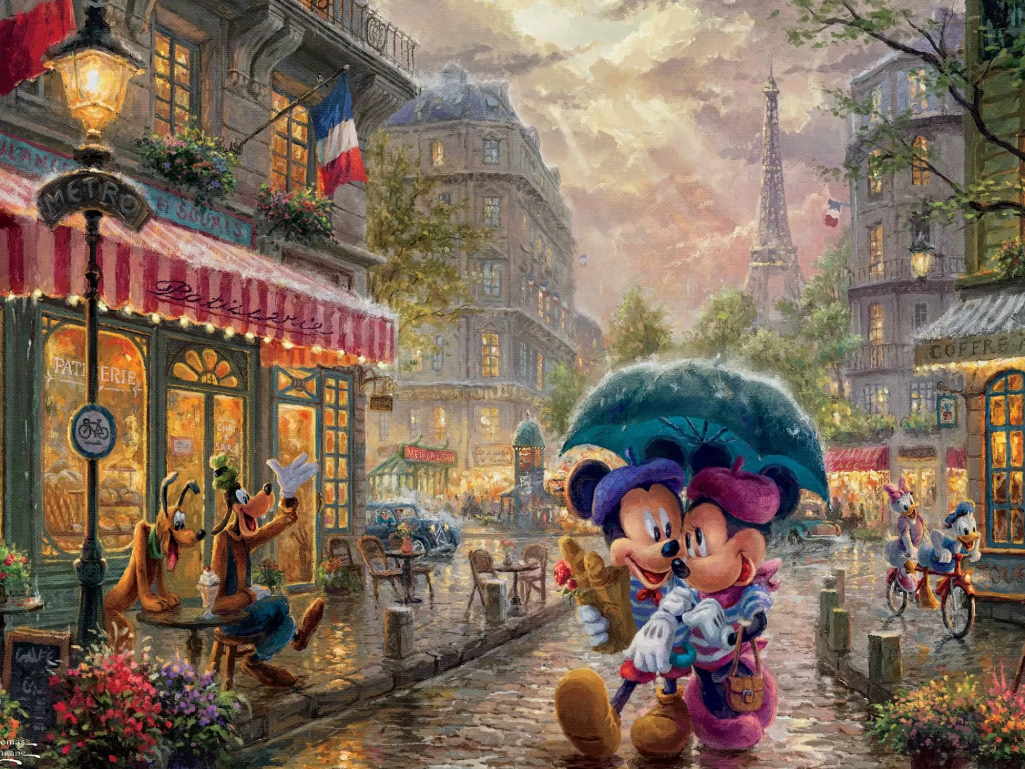 Ceaco Thomas Kinkade Disney - Mickey And Minnie In Paris - 300 Oversized Piece Puzzle* Disney Puzzles