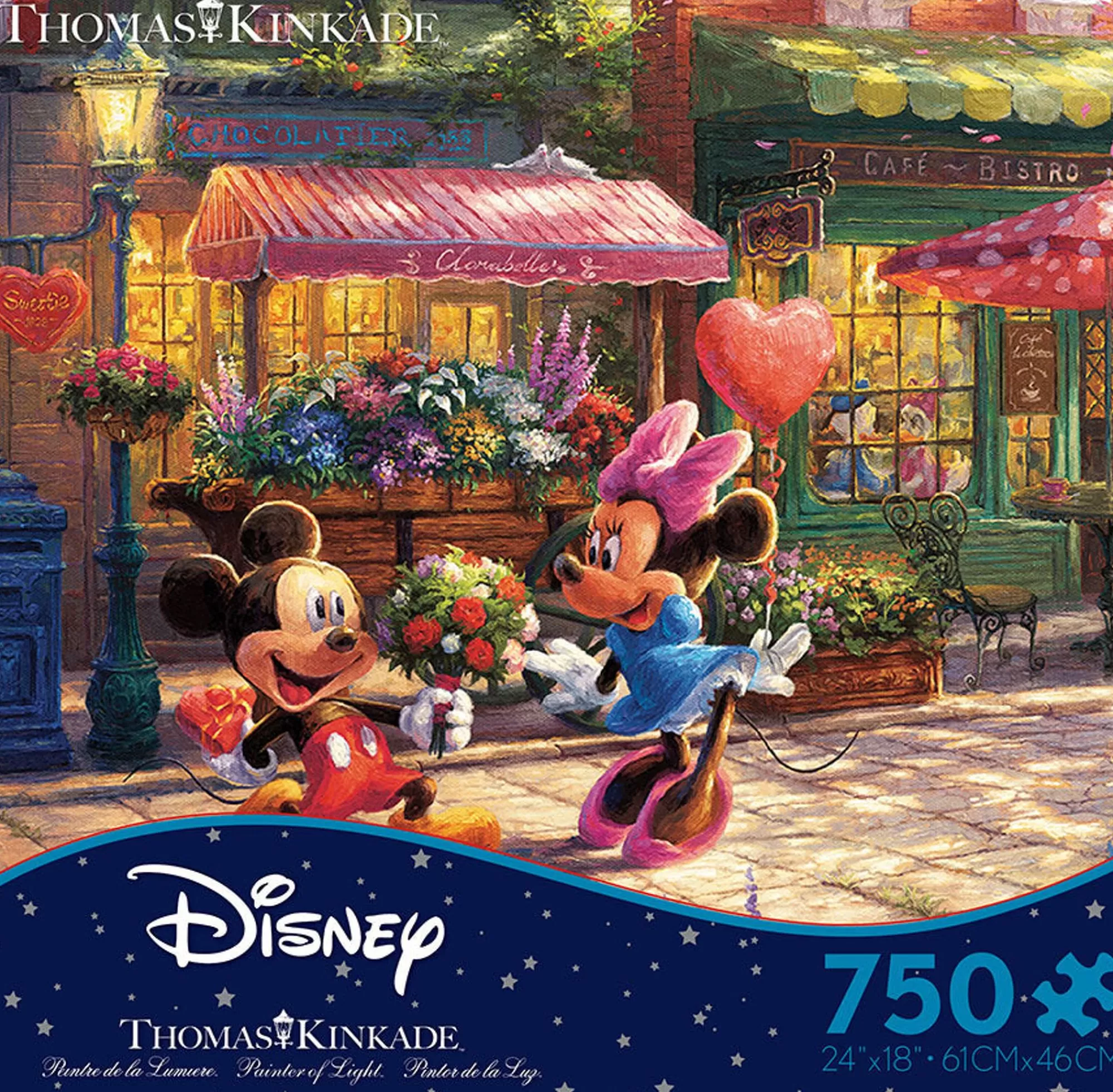 Ceaco Thomas Kinkade Disney - Mickey And Minnie Sweetheart Cafe - 750 Piece Puzzle* Disney Puzzles