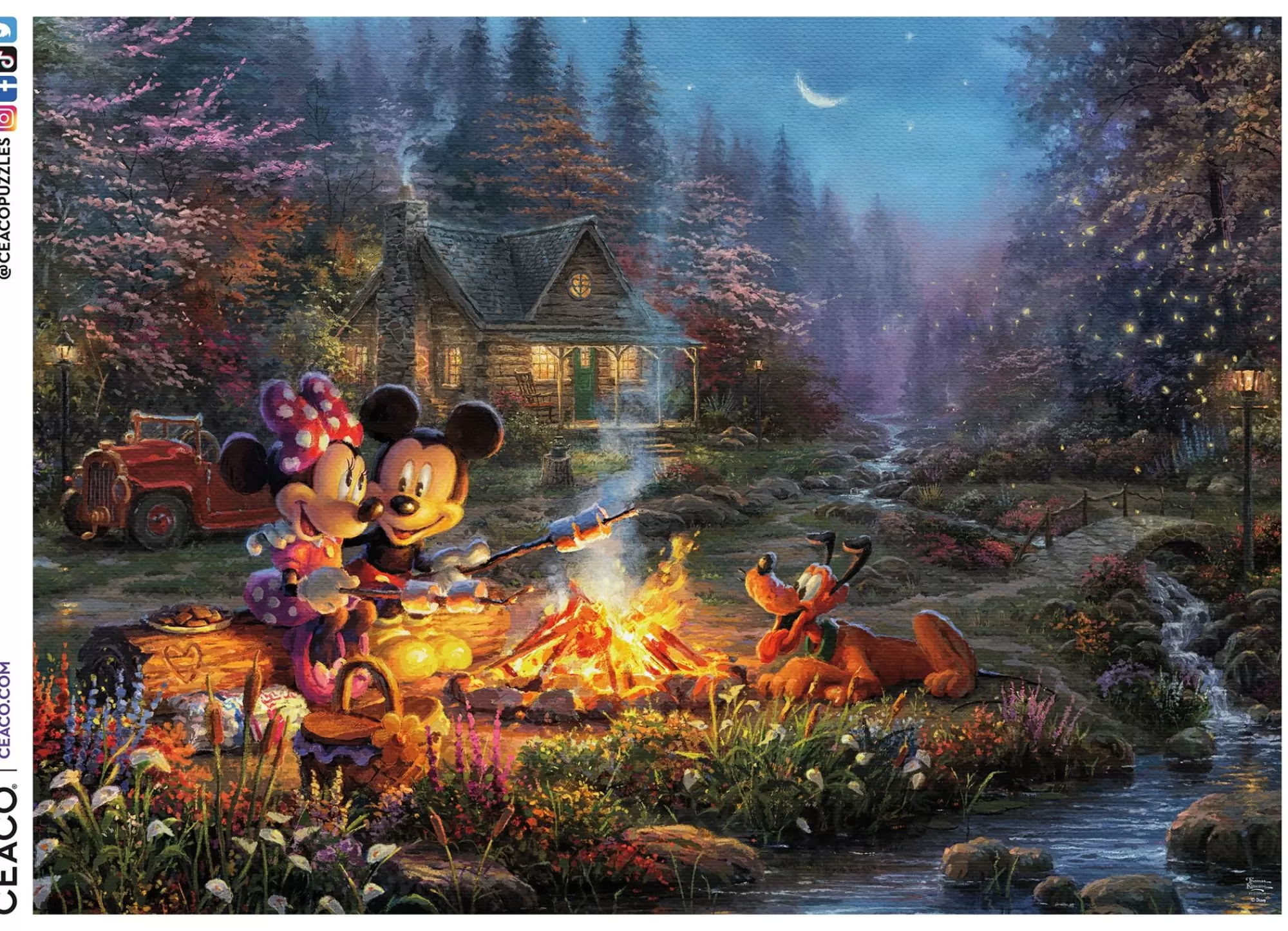 Ceaco Thomas Kinkade Disney - Mickey And Minnie Sweetheart Campfire - 1000 Piece Puzzle* Disney Puzzles