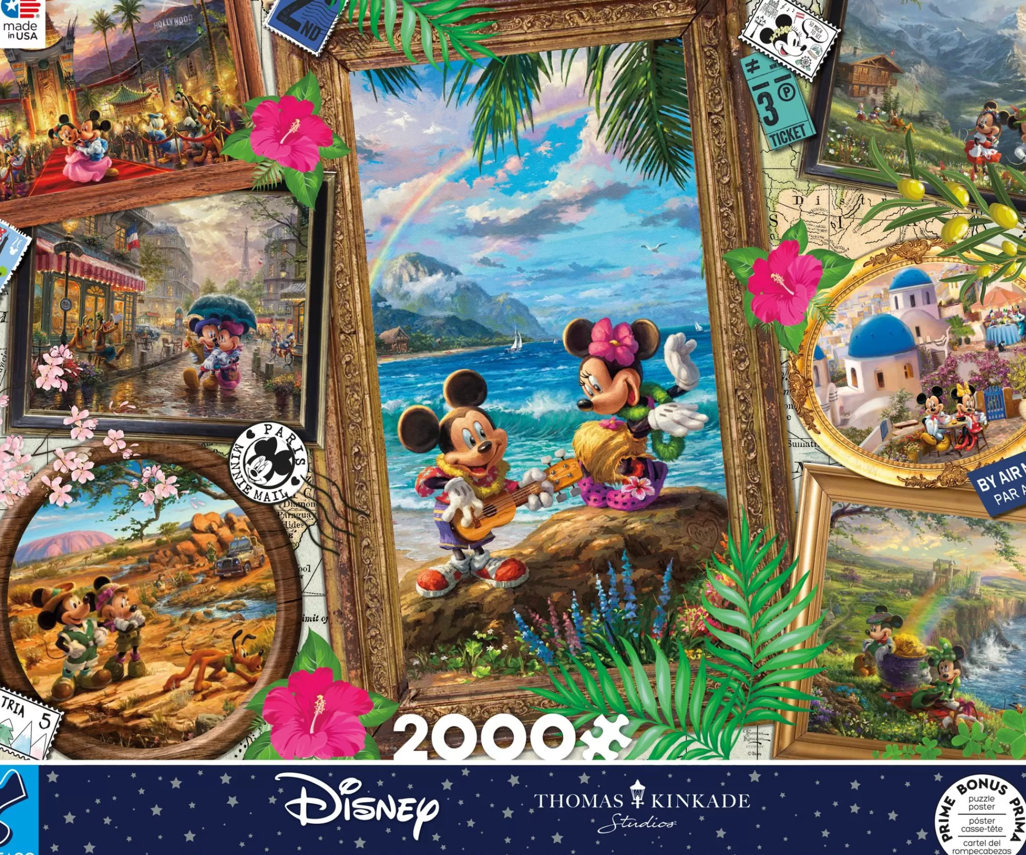 Ceaco Thomas Kinkade Disney Dreams - Mickey & Minnie Travel Collage - 2000 Piece Puzzle* Disney Puzzles