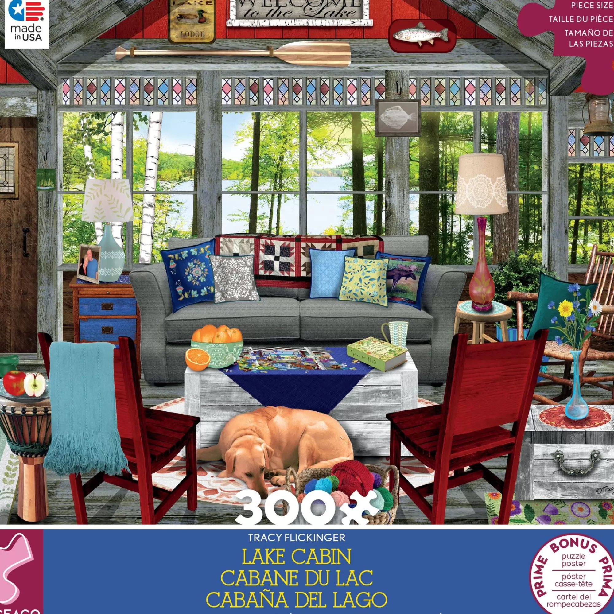 Ceaco Tracy Flickinger - Lake Cabin - 300 Piece Puzzle* Flowers Puzzles