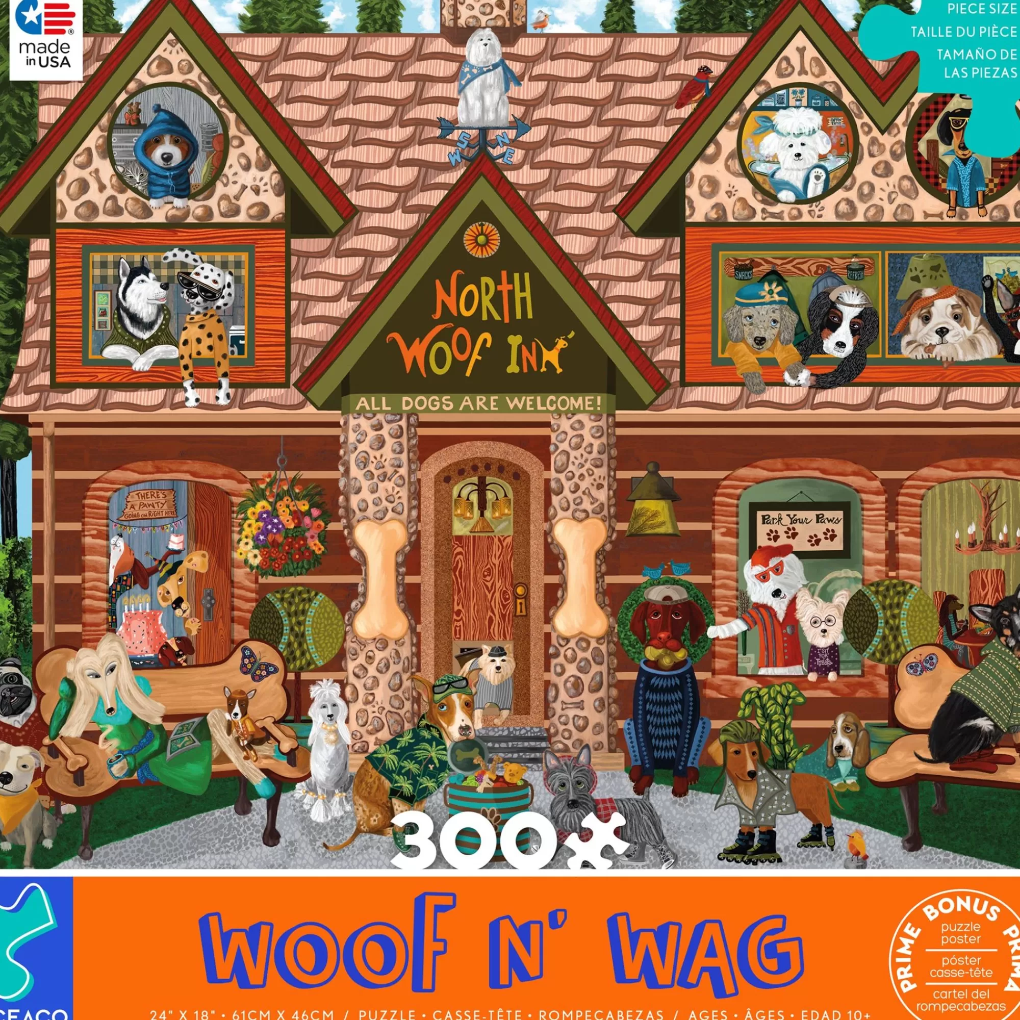 Ceaco Woof N' Wag - North Woof Inn - 300 Piece Puzzle* Animal Puzzles