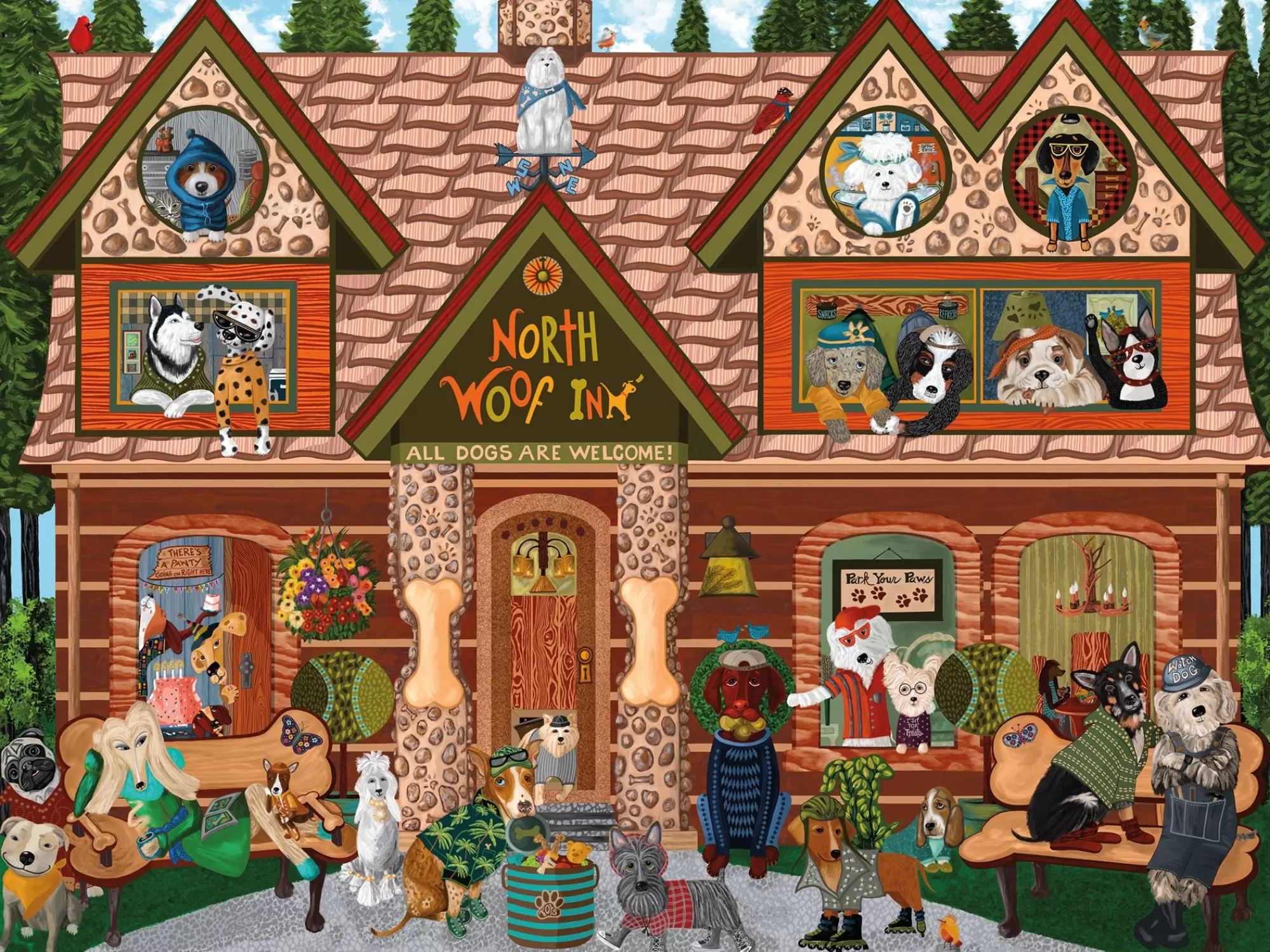 Ceaco Woof N' Wag - North Woof Inn - 300 Piece Puzzle* Animal Puzzles